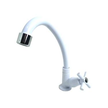 Imagem de Torneira Cozinha Bica Móvel Abs Bancada 1167 C-31 1/4 de Volta Branca 