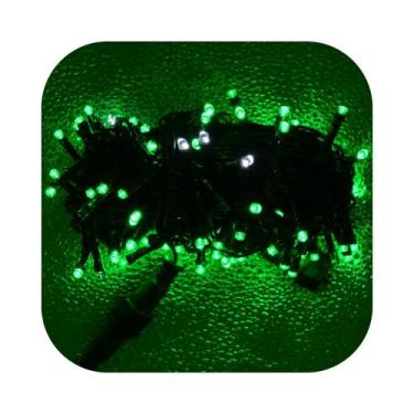 Imagem de Cordão Pisca 100 Led Prova Dágua 80 Fixo e 20 Strobo Verde Fio Verde 1