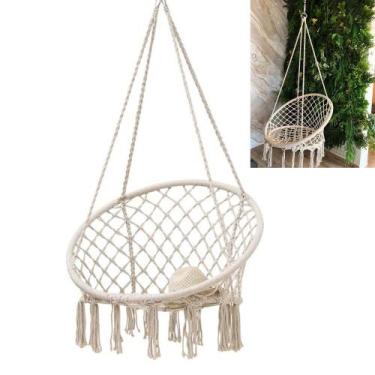 Imagem de Rede Cadeira de Balanço de Algodão Suspensa Quintal Varanda Descanso T