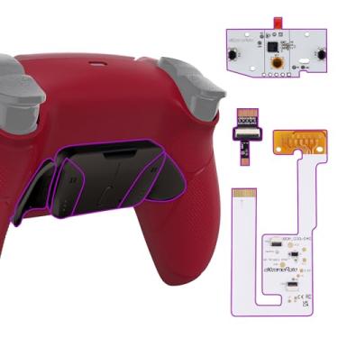 Imagem de eXtremeRate Real Metal Buttons RMB RISE4 V3 Remap Kit for PS5 Controller BDM-030 040 050, Redesigned Volcanic Red Rubberized Grip Bottom Shell Upgrade Board 4 Back Paddles Set for PS5 Controller