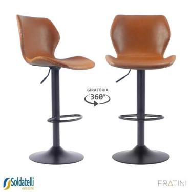 Imagem de Kit 2 Banqueta Bristol Giratória Preto ou Caramelo - Fratini, Caramelo