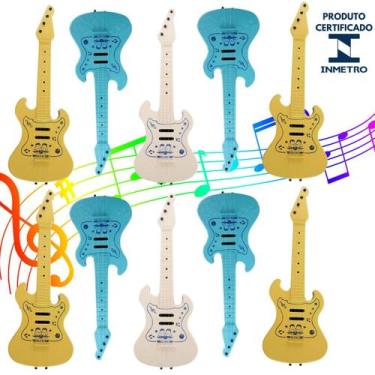 Imagem de Kit 10 Guitarra Brinquedo Infantil Instrumento Educacional - AMAR E