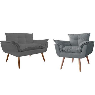 Imagem de Combo Namoradeira Sofá 02 lugares mais 01 Poltrona decorativa Opalla P