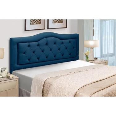Imagem de Cabeceira Cama Box Estofada Madeira Queen Size Belinha - D'Julia, Azul