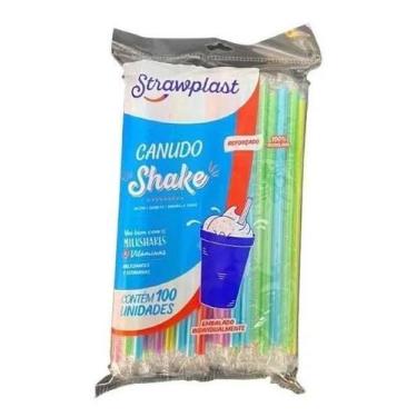 Imagem de Canudo Colorido Strawplast Milkshakes Pacote Com 100 Unidades