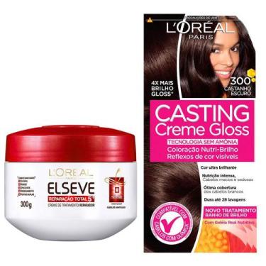 Imagem de Kit Creme de Tratamento Elseve Reparação Total 5 300g e Tintura Creme 