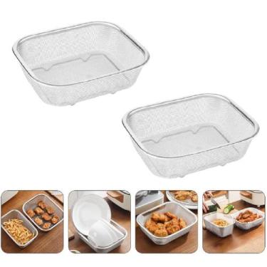 Imagem de 2 Escorredor em Inox Quadrado Bandeja Frituras Petisco 24cm - Impo