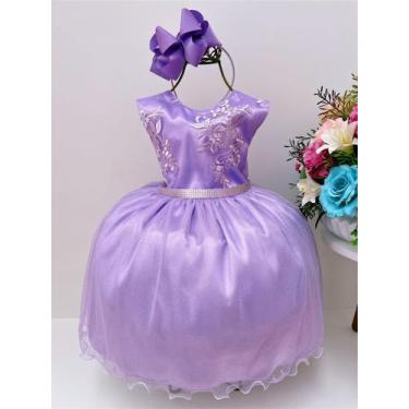 Imagem de Vestido infantil lilás renda cinto strass brilho - enjoy, 02