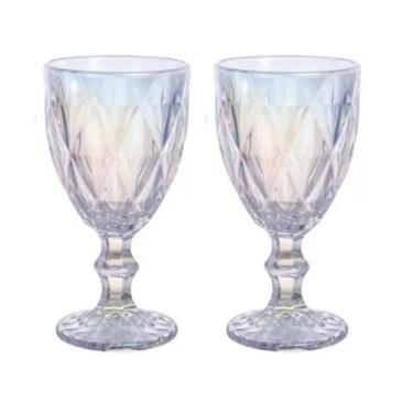 Imagem de Taças De Agua De Suco Vinho De Vidro Diamante Jogo 2 Unidad Cor Furta 