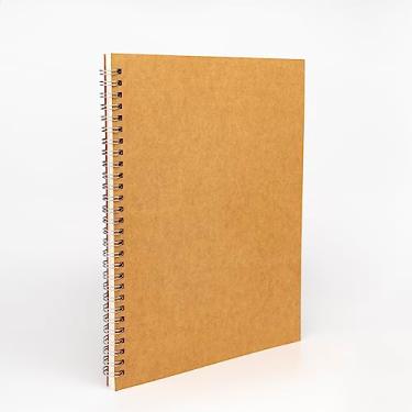 Imagem de DSTELIN Caderno espiral em branco, pacote com 1, capa macia, caderno de esboços, 120 páginas/60 folhas, 25,4 cm x 19 cm, 100 GSM, (marrom)