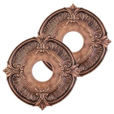 Imagem de Risbay 2 peças Bronzer 30,5 cm PU medalhão de teto redondo capas de luz de ventilador de teto decorativas placas para luminárias e ventiladores de teto