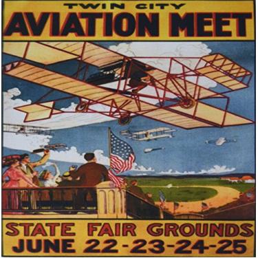 Imagem de 3dRose Mouse pad vintage de 20 x 20 x 0,65 cm com avião bi-avião (mp_155429_1)