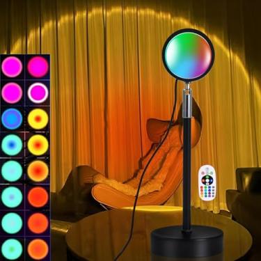 Imagem de VividEdgeTech Projetor Sunset Light Equipado com Iluminação Ambiente Que Muda de Cor, Adequado para Quartos, Salas de Estar, Salas de Transmissão Ao Vivo e Salas de Bar