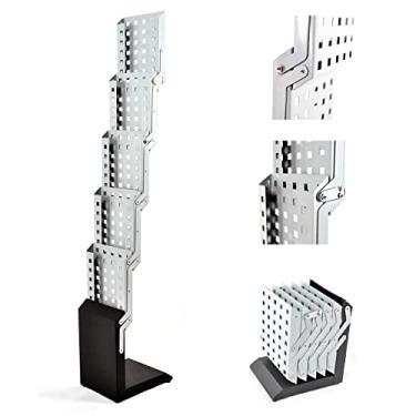 Imagem de Displayfactory Foldable Magazine Rack Catalog Literature Rack Brochure Stand Heavy Duty Aluminum Show Rack Display Portable 5 Pockets Brochure Rack for Trade Show Exhibitions Office Retail Store