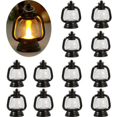 Imagem de LJQizn 12 Peças Mini Lanternas Decorativas com Vela Led para Decoração de Casa de Natal de Cowboy Ocidental Pequenos Enfeites de Lanterna Pendurada Mesa de Acampamento Enfeite de Lanterna Vintage
