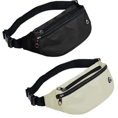 Imagem de Pochete para homens e mulheres, esportiva, impermeável, para viagens, trilhas, corrida, PRETO + BEGE, Large