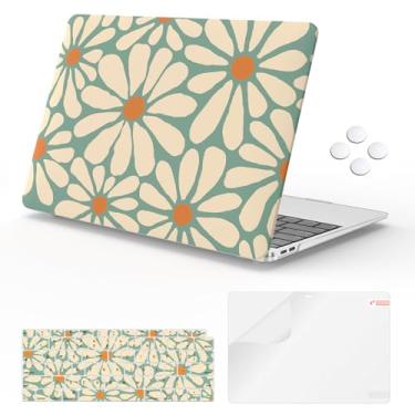 Imagem de iLeadon Compatível com MacBook Air 13,3 polegadas 2022, versão 2021-2018 A2337 M1 A2179 A1932, capa rígida de plástico, capa de teclado e película de tela para MacBook Air de 13 polegadas, margarida