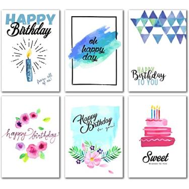 Imagem de Small World Greetings Cartões de aniversário sortidos para homens e mulheres 24 unidades - em branco dentro com envelopes - Tamanho A2 (14 x 10,8 cm) - família, amigos, clientes e mais