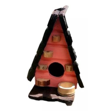 Imagem de Chalé de Passarinho Feito de Madeira com Comedouro - Decoração de Jard