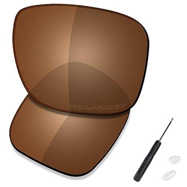 Imagem de SAUCER Lentes de reposição premium e chave de fenda H20 e peças de nariz para óculos de sol Oakley Holbrook Metal OO4123 de alta definição - marrom âmbar polarizado