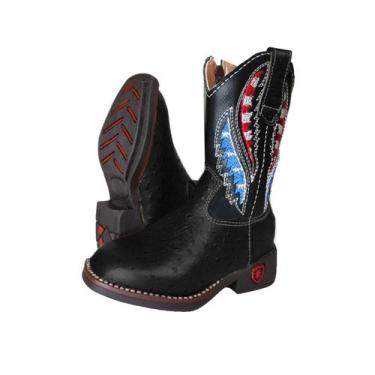 Imagem de Bota Country Texana Infantil Couro Masculina Menino - Espora de Prata,