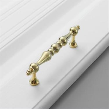 Imagem de Puxador de ouro leve de luxo, cobre puro, moderno, simples, redondo, latão, gaveta, americano, todo em cobre, prata, vintage, puxador de guarda-roupa, ouro brilhante, 96 mm