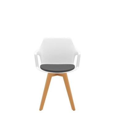 Imagem de Cadeira Vesper Assento Almofadado 4 Pés Madeira com Braços Fixos - Pla