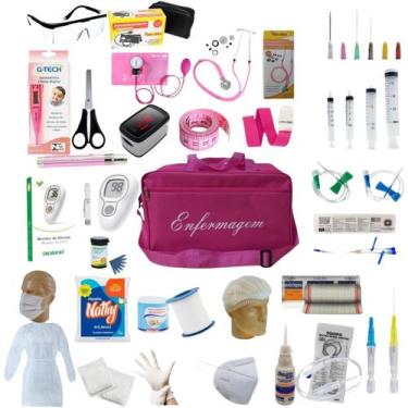 Imagem de Kit Enfermagem Com 60 Itens Com Esteto E Esfigmo Completo ROSA - Premi