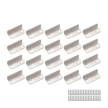 Imagem de WELWIK 20 peças de fechadura de gaveta chanfrada de metal com parafusos em forma de L, placa anticolisão, placa de impacto, adequada para armário de mesa, varanda, porta deslizante, caixa de joias