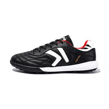 Imagem de KELME Chuteiras masculinas de futebol - Botas de futebol unissex para ambientes externos/internos - Sapatos de futebol de couro de bezerro profissional - TF, Preto, 39
