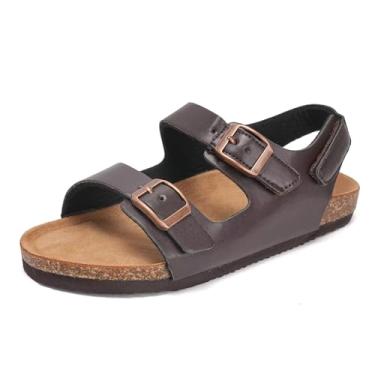 Imagem de Torotto Sandálias Para Meninos E Meninas Com Palmilha De Cortiça, Fivela Ajustável, Sandálias Casuais, Dedos Abertos, Rasteiras Para Crianças Pequenas (Lhj385/Marrom, 37)