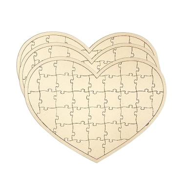 Imagem de Cregugua Pacote Com 3 Quebra-Cabeças Em Forma De Coração De Madeira Em Branco, Tabuleiro De Quebra-Cabeça De Madeira Inacabado, Tela Em Forma De Coração De Madeira De 12 X 16 Polegadas Para Faça Voc