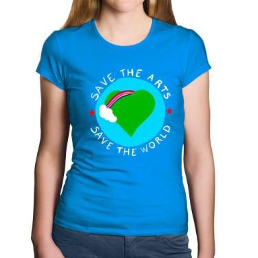 Imagem de Baby Look Algodão Save The Arts Save The World - Foca na Moda, Azul, P