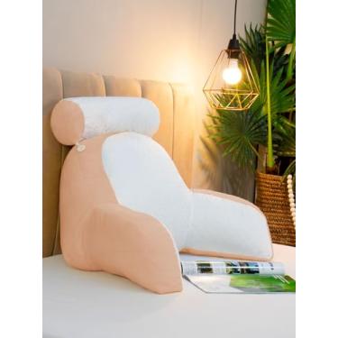 Imagem de Almofada de Leitura para Cama, Travesseiro de Leitura Almofada de Encosto para Cama Encosto para Costas Ergonômico 55cm altura por 60 cm Largura (AVELÃ