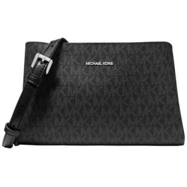 Imagem de Michael Kors Bolsa transversal pequena Ruthie, Ferragens prateadas/sarja revestida com assinatura tonal/preta, One Size