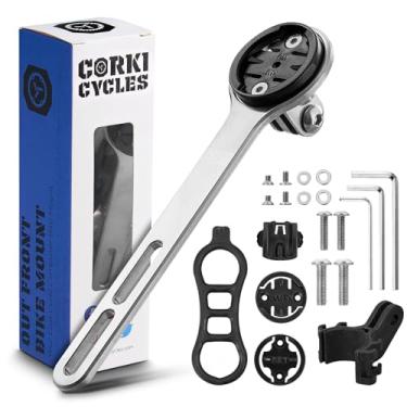 Imagem de corki Cycles Suporte de computador de titânio para bicicleta – Suporte frontal para computador de ciclismo para bicicletas de estrada, guidão integrado, compatível com GM Wahoo Bryton Cateye Bike