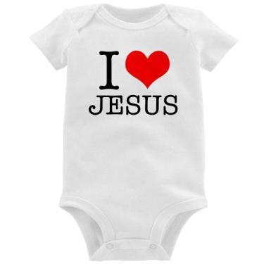 Imagem de Body Bebê I Love Jesus - Foca na Moda, Branco, M