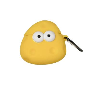 Imagem de Capa de fone de ouvido super engraçada com tema de comida com olhos grandes, manteiga e batatas fritas felizes para AirPods 4, capa protetora protetora de silicone macio para AirPods 4 - manteiga