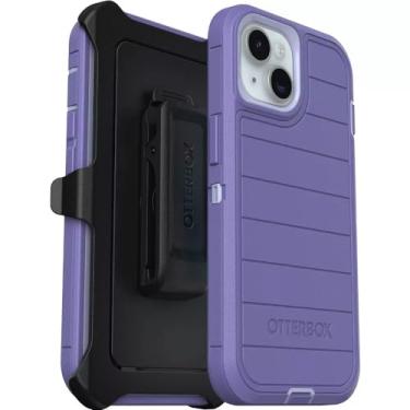 Imagem de OtterBox Capa para iPhone 16e (apenas) - Série Defender - Mountain Majesty (Roxo) - Sem tela - Resistente e durável - com proteção de porta - Clipe de coldre inclui - Proteção de defesa microbiana