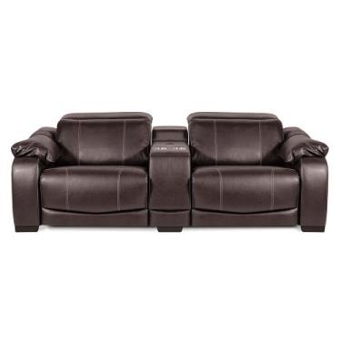 Imagem de Sofá de Couro Elétrico Reclinável e Retrátil 2 Lugares com Porta Copos