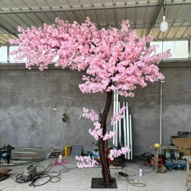 Imagem de Flores artificiais de flor de cerejeira simuladas árvore de flor de cerejeira artificial decoração de flores de seda artesanal para eventos de casamento, restaurante de festa interno e exter