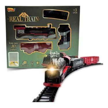 Imagem de Trem Eletrico Ferrorama Luz E Som 13 Peças Trenzinho Vagões - Zoop Toy