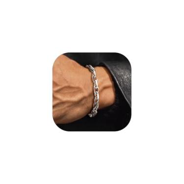 Imagem de ChainsHouse Pulseira de elos de corrente de elos redondos para homens e mulheres, 7 mm/9 mm/12 mm de largura, 21,3 cm de comprimento, aço inoxidável 316L/tom dourado 18 k/preto (enviar