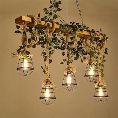 Imagem de American Country Restaurant Pendant Light Retro Criatividade Música Restaurante Caixa Balcão Bar Café Loja de Chá com Leite Loja de Roupas Planta Pendant Light Chandelier (H 5 Luzes)