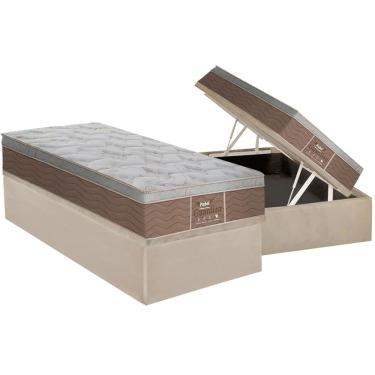 Imagem de Cama Box Baú Solteiro: Colchão Molas MasterPocket Ensacadas Probel Prolastic Guardian + Base crc Suede Clean (88x188)