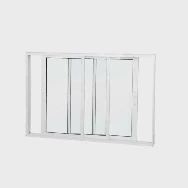 Imagem de Janela de Correr Abertura Dupla 3 Folhas Vidro Liso 100x120cm Premium Esquadrias