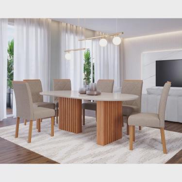 Imagem de Sala de Jantar Ester 210cm Oval com 6 Cadeiras Fernanda Wood