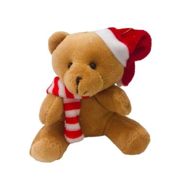 Imagem de Enfeite Árvore De Natal Ursinho Pelúcia 10Cm Vermelho Branco