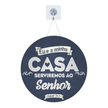 Imagem de Placa Enfeite Porta Decorativa com Corda Redonda MDF Adesivado Frases Cristãs 25cm (GP-FRC0001)