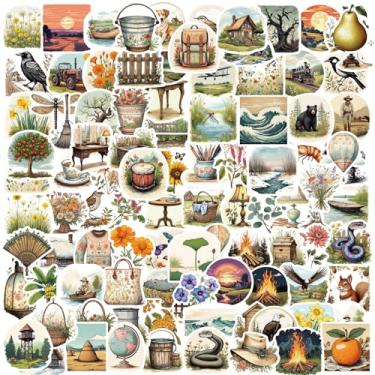 Imagem de 100 peças estéticas vintage scrapbook cottagecore pacote kit de suprimentos, adesivos à prova d'água flores borboleta para scrapbooking, diário, artesanato, planejadores de balas